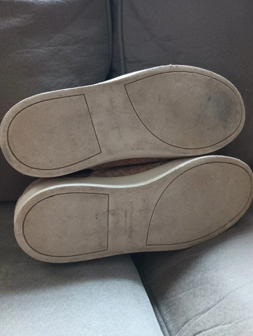 Bottega Veneta Beige Intrecciato Suede Mens Slip on Sneakers Size 42